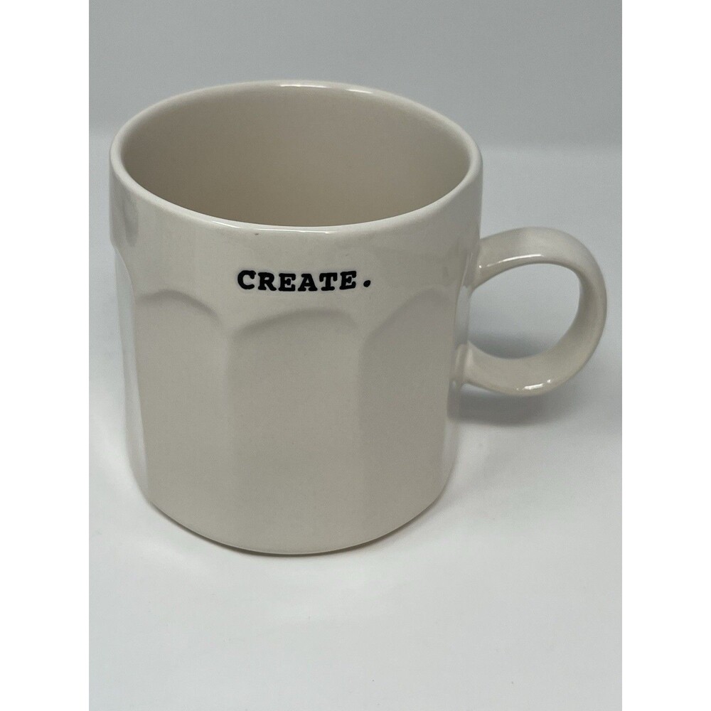 Rae Dunn CREATE Coffee Mug Artisan Collection by Magenta Faceted Paneled Cream